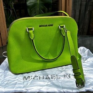 Michael Kors Lime Green Saffiano Dome Satchel